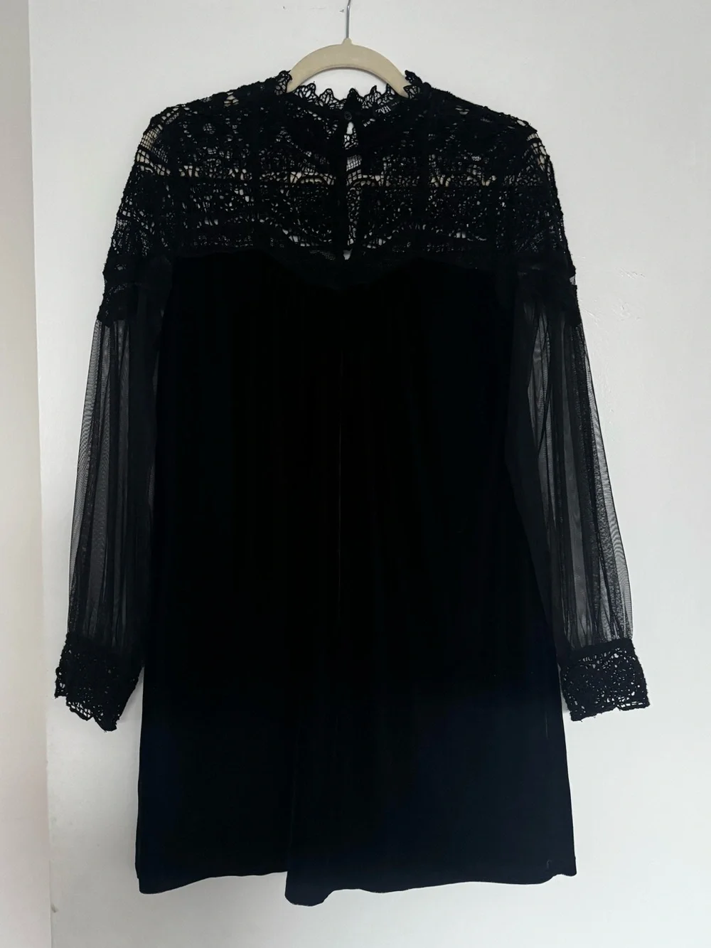 velvet lace dress zara VELVET LACE DRESS - Dark brown